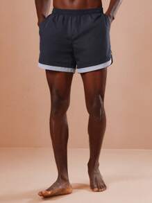 SUMWON Classic Athletic Swimming Trunks Sporty Beach Shorts Summer Vacation Resort Poolside Leisure Performance Athletic Workout Surf Board Coastal Comfort Adjustable Waist - Blue - View 1