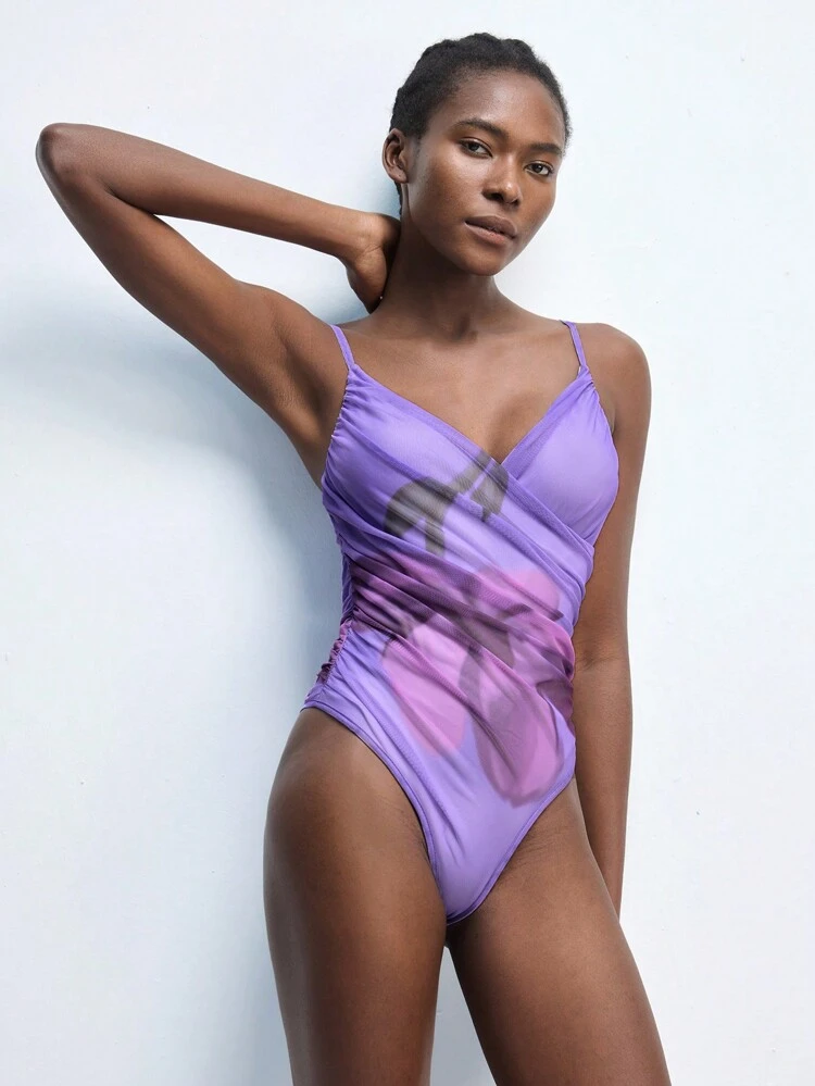 SHEIN Maija Body sin mangas con estampado floral elegante para mujer, adecuado para salidas casuales, festivales, fiestas, citas, reuniones, bodas y festivales de música, primavera/verano