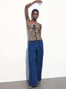 Maija Leopard Print Halter Top For Women, Sexy Tie Waist Urban Chic Party Outfit, Suitable For Dates, Outings, Holidays And Parties, Spring/Summer Valentine's Day