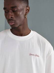 SUMWON Premium Urban Streetwear Co-Ord Set Oversized Text Print T-Shirt With Athletic Shorts Casual Summer Spring Two-Piece Outfit Modern Address Print - Multicolor - View 6