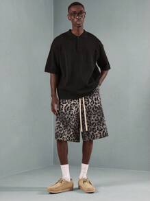 SUMWON Leopard Print Athletic Shorts Performance Drawstring Workout Running Training Basketball Gym Sports Casual Comfortable Breathable Active Wear Spring Summer