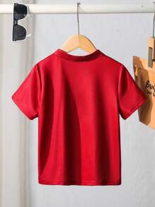 SHEIN 1pc Young Boys Loose Casual Stand Collar Striped Patchwork Color Block Knitted Polo Shirt