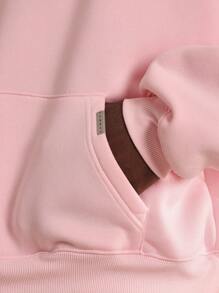 Sumwon Studios 优质冬季套头连帽衫街头风运动衫，背面印有标志，休闲超大舒适家居服 - 粉色 - 查看 6