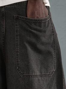 SUMWON Ultra Wide Baggy Jeans Relaxed Fit Y2K Style Skater Streetwear Oversized Denim Pants Fall Winter Fashion Loose Fit Casual - Black - View 6