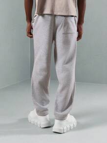 SUMWON 优质羊毛运动运动裤家居服，配有抽绳腰带、弹性脚踝袖口、慢跑风格，适合健身休闲舒适穿着 - 灰色 - 查看 4