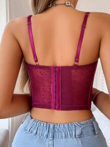MidnightGlam 1pc Women's Lace Patchwork Wire Lingerie Bra - Red Violet - View 2