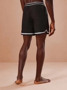 SUMWON Athletic Swim Trunks Board Shorts Mid-Length Summer Beach Surfing Swimming Pool Training Workout Sports Shorts With Contrast Stripe Detail And Pockets