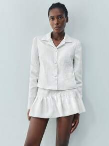 Maija 2025 Summer New Floral Textured White Elegant Women Standard Jacket, Suitable For Daily Casual, Romantic Urban Resort Wear, Suitable For Outings, Gatherings, Weddings, Guests, Vintage Style, Music Festivals, Graduation Season