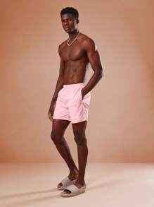 SUMWON Premium Beach Swimming Board Shorts Athletic Performance Casual Summer Vacation Swimming Pool Beach Sport Drawstring Comfort Wear Elastic Waistband Relaxed - Pink - View 2