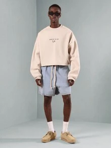 SUMWON Sudadera de cuello redondo urbana oversize tipo crop top de moda athleisure, con diseño de declaración de la ciudad de Los Ángeles