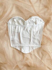 Soleia 女士白色纹理短款紧身胸衣上衣，合身设计，适合度假、派对、浪漫约会、情人节、下午茶、复活节、婚礼季、狂欢节、返校、毕业典礼、海滩巡游