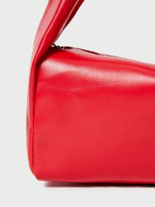 Mini Solid Color Tote Bag, Multi-Functional Casual Handbag, Fashionable Square Bag Winter Gifts - Burgundy - View 5