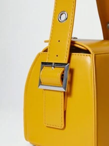 Mini Buckle Detail Snap Button Bucket Bag Winter Gifts - Yellow - View 5