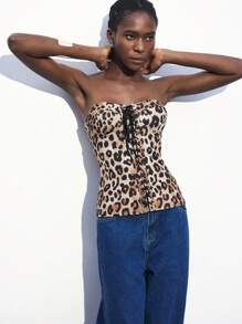 Maija Leopard Print Halter Top For Women, Sexy Tie Waist Urban Chic Party Outfit, Suitable For Dates, Outings, Holidays And Parties, Spring/Summer Valentine's Day
