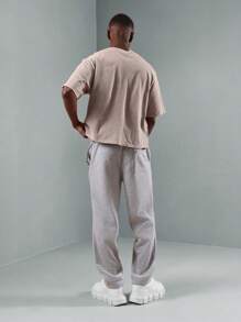 SUMWON 优质羊毛运动运动裤家居服，配有抽绳腰带、弹性脚踝袖口、慢跑风格，适合健身休闲舒适穿着 - 灰色 - 查看 5