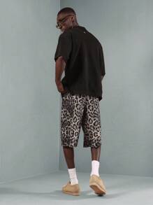 SUMWON Leopard Print Athletic Shorts Performance Drawstring Workout Running Training Basketball Gym Sports Casual Comfortable Breathable Active Wear Spring Summer