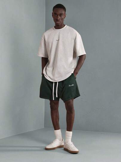 SUMWON Athleisure Co-Ord Set Oversized T-Shirt Drop Crotch Shorts Loungewear Two-Piece Summer Collection Casual Sports Streetwear Urban Fashion Workout Set Athletic Lounge Set