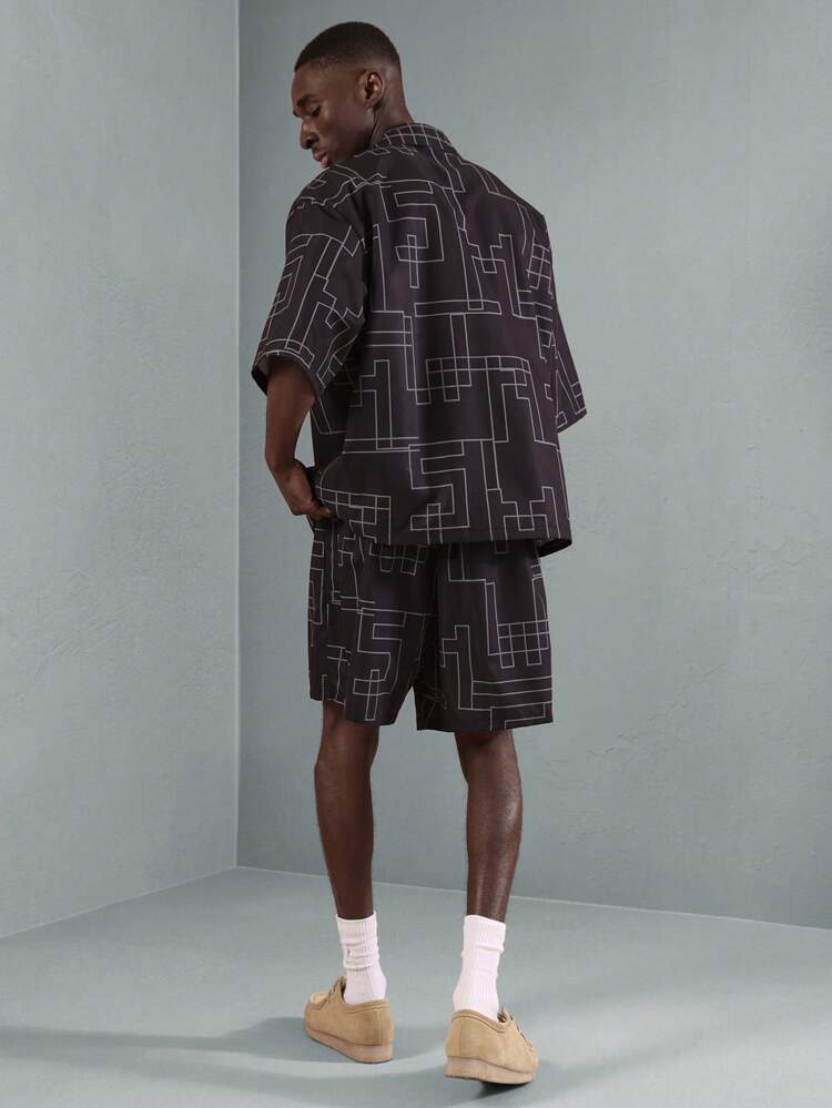 Oversized Graphic Shirt And Shorts Set