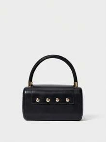 百搭简约迷你时尚手提包，圣诞节冬季圣诞礼物 - 黑色 - 查看 3