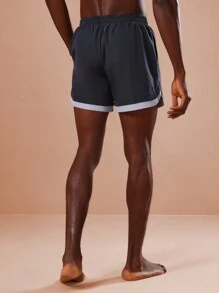 SUMWON Classic Athletic Swimming Trunks Sporty Beach Shorts Summer Vacation Resort Poolside Leisure Performance Athletic Workout Surf Board Coastal Comfort Adjustable Waist - Blue - View 4