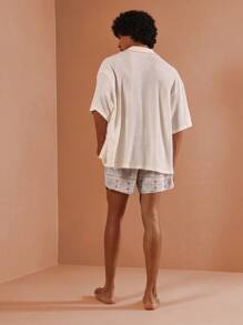 SUMWON 头巾印花沙滩短裤佩斯利图案夏季度假泳裤度假胜地池畔松紧腰轻质中长款游泳短裤 - 彩色 - 查看 5