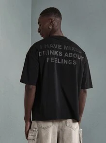 SUMWON 超大号个性 T 恤，印有混合饮料的感受文字图案，都市街头休闲上衣，讽刺标语设计，非常适合休闲、节日和夜间外出