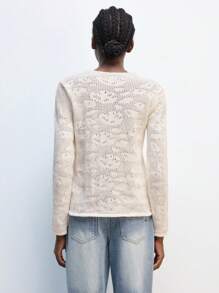 Maija 女士优雅花卉钩针针织衬衫，适合度假、休闲、派对、约会、婚礼嘉宾、早午餐、毕业典礼、海滩、情人节、春夏季 - 杏色 - 查看 6