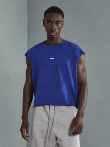 SUMWON Athletic Summer Team Tank Top Muscle Tee Performance Sleeveless Workout Training Gym Sports Basketball Exercise Top Varsity Style Breathable Cotton Jersey - Royal Blue - View 2