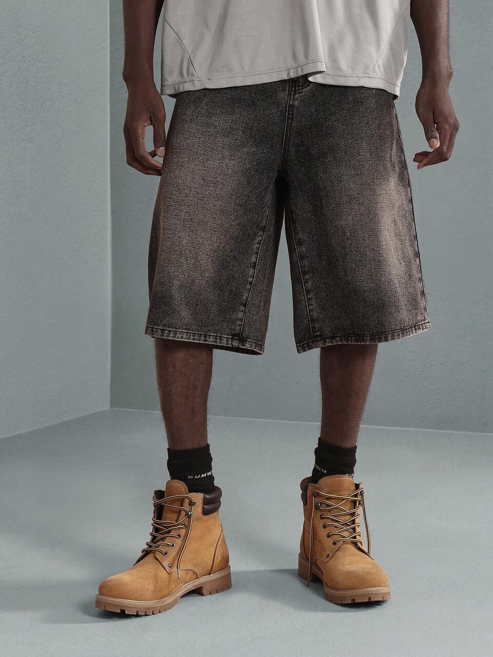 Vintage Wash Relaxed Fit Denim Shorts