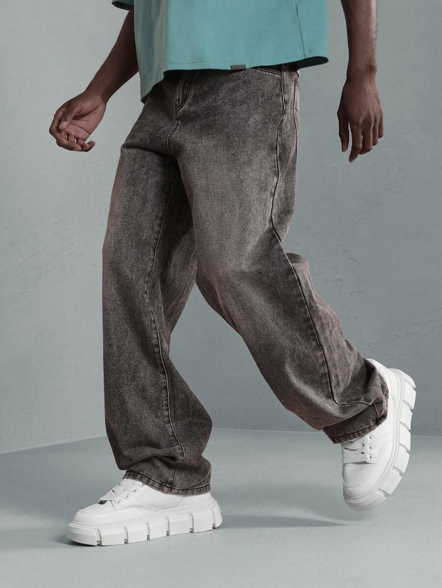 SUMWON Pantalones vaqueros de estilo patinador relajado, pantalones casuales de mezclilla de estilo vintage, ropa urbana de moda cómoda para uso diario en todas las temporadas