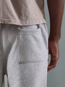 SUMWON 优质羊毛运动运动裤家居服，配有抽绳腰带、弹性脚踝袖口、慢跑风格，适合健身休闲舒适穿着 - 灰色 - 查看 7