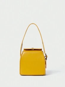 Mini Buckle Detail Snap Button Bucket Bag Winter Gifts - Yellow - View 1