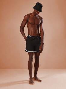 SUMWON Athletic Swim Trunks Board Shorts Mid-Length Summer Beach Surfing Swimming Pool Training Workout Sports Shorts With Contrast Stripe Detail And Pockets