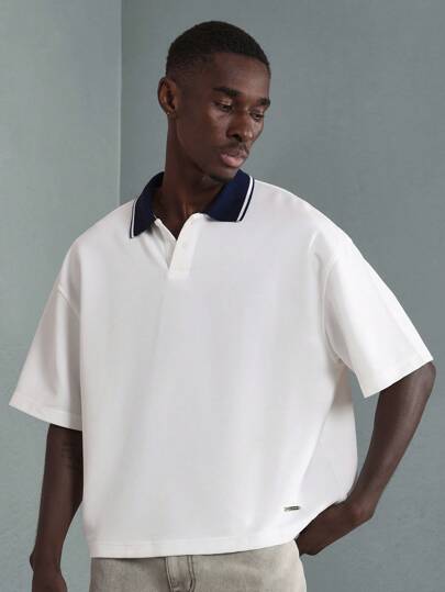 SUMWON Camisa polo de jersey de lujo con ajuste boxy, casual, de negocios, deportiva, de manga corta, premium, contemporánea, transpirable, para verano, primavera y uso en resort