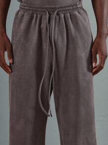 SUMWON 高级超大套装休闲家居服运动街头装运动衫慢跑套装秋冬日常必备两件套服装 - 深灰色 - 查看 6