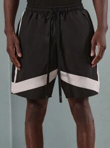 SUMWON Luxury Designer Coordinated Set Boxy Cut Track Jacket Short Combo Streetwear Athleisure Two-Piece Set With Contrast Stripe Detail Spring Summer Outfit - Black - View 7