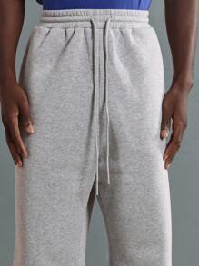 SUMWON 优质低裆运动裤宽松运动慢跑裤带星形标志家居服休闲运动训练裤带松紧腰带冬秋舒适 - 淺灰色 - 查看 5