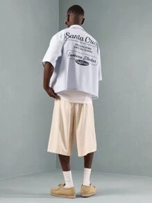 SUMWON 设计师工作室泡泡纱条纹纽扣衬衫轻盈夏季海滩度假休闲短袖度假衬衫带补丁标志 - 藍白色 - 查看 4