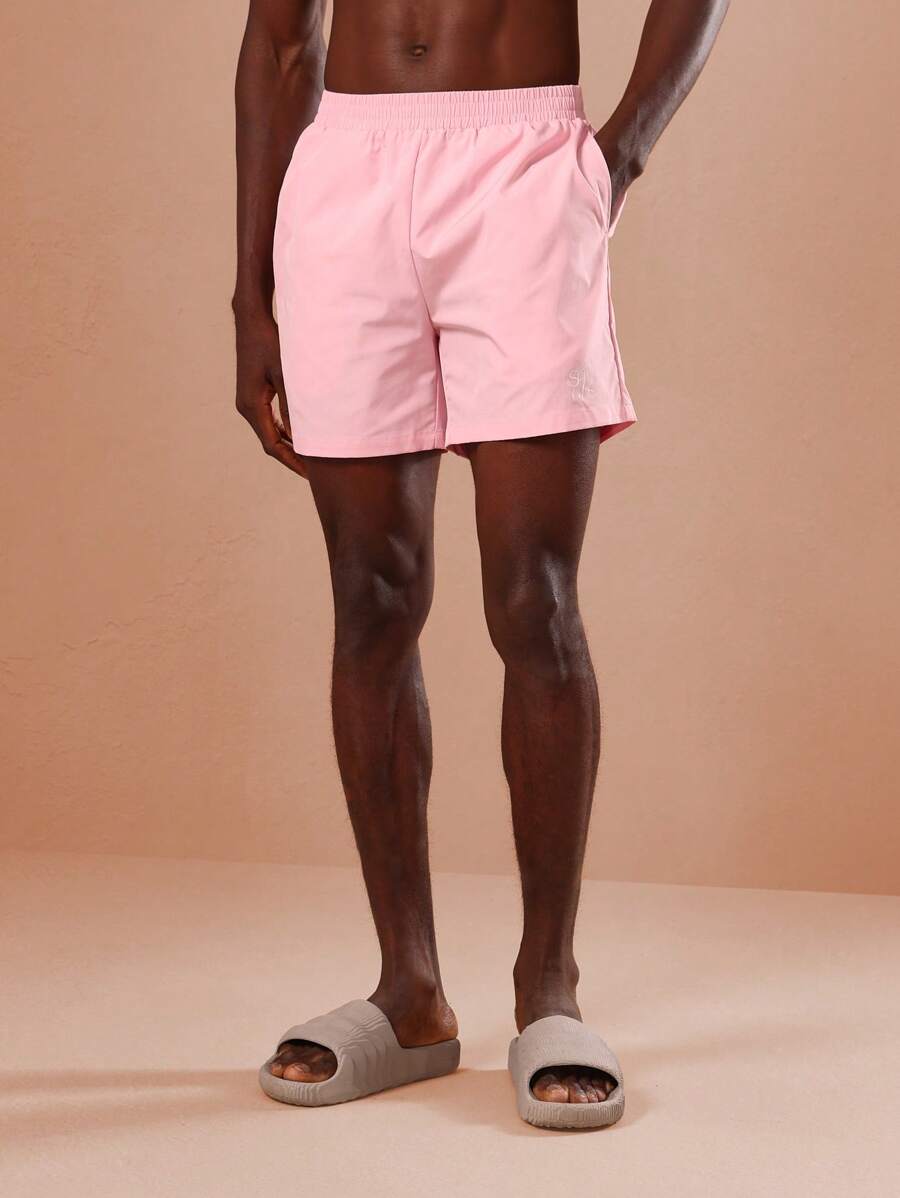 SUMWON Premium Beach Swimming Board Shorts Athletic Performance Casual Summer Vacation Swimming Pool Beach Sport Drawstring Comfort Wear Elastic Waistband Relaxed - Pink - View 1