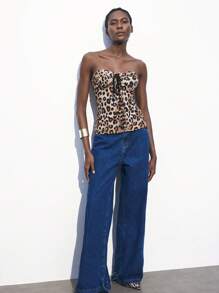 Maija Leopard Print Halter Top For Women, Sexy Tie Waist Urban Chic Party Outfit, Suitable For Dates, Outings, Holidays And Parties, Spring/Summer Valentine's Day