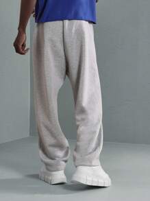 SUMWON 优质低裆运动裤宽松运动慢跑裤带星形标志家居服休闲运动训练裤带松紧腰带冬秋舒适 - 淺灰色 - 查看 4