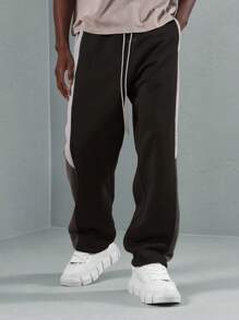 SUMWON Athletic Jogger Sweatpants With Color Block Side Panels Comfortable Drawstring Waist Casual Streetwear Training Exercise Sport Running Urban Fashion Bottoms