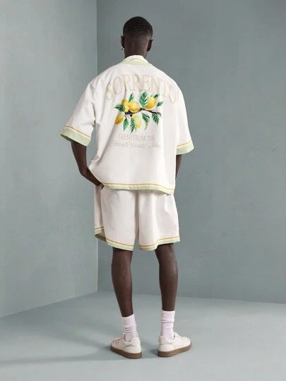 SUMWON 索伦托意大利海岸夏季套装度假装沙滩度假两件套柠檬印花节日休闲装派对短套装旅行休闲装