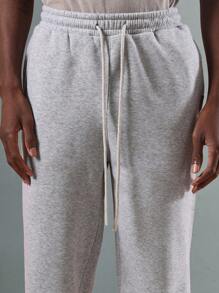 SUMWON 优质羊毛运动运动裤家居服，配有抽绳腰带、弹性脚踝袖口、慢跑风格，适合健身休闲舒适穿着 - 灰色 - 查看 8