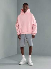 Sumwon Studios 优质冬季套头连帽衫街头风运动衫，背面印有标志，休闲超大舒适家居服 - 粉色 - 查看 4