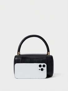 百搭简约迷你时尚手提包，圣诞节冬季圣诞礼物 - 黑色 - 查看 5