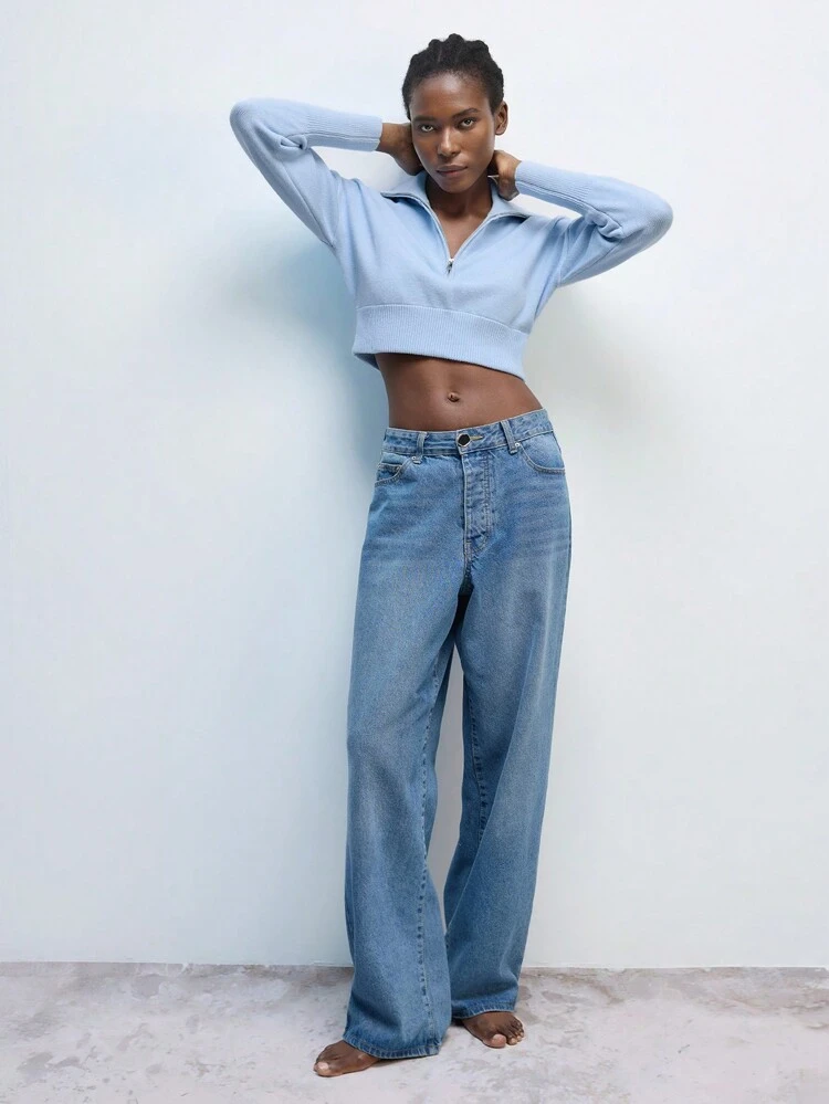 SHEIN Maija Baby Blue Casual Urban Pullover Sweater For Women, Suitable For Spring Outdoor Events, Parties, Weddings, Festivals, Graduations, Romantic City Vacation