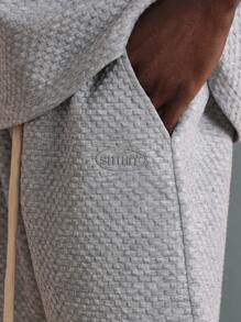 SUMWON Athleisure Co-Ord 套装纹理家居服超大 T 恤搭配短裤运动休闲夏季街头装舒适健身训练套装 - 灰色 - 查看 6