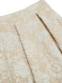 Celure Plus Size Women Elegant Textured Jacquard Fabric Pleated Mid-Length A-Line Skirt, Spring - Apricot - View 4