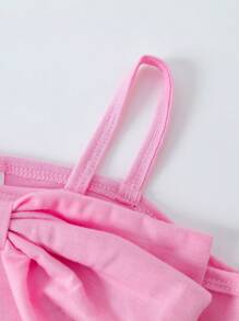 Young Girl Versatile Bowknot Strap Tank Top, Pink Design - Pink - View 7